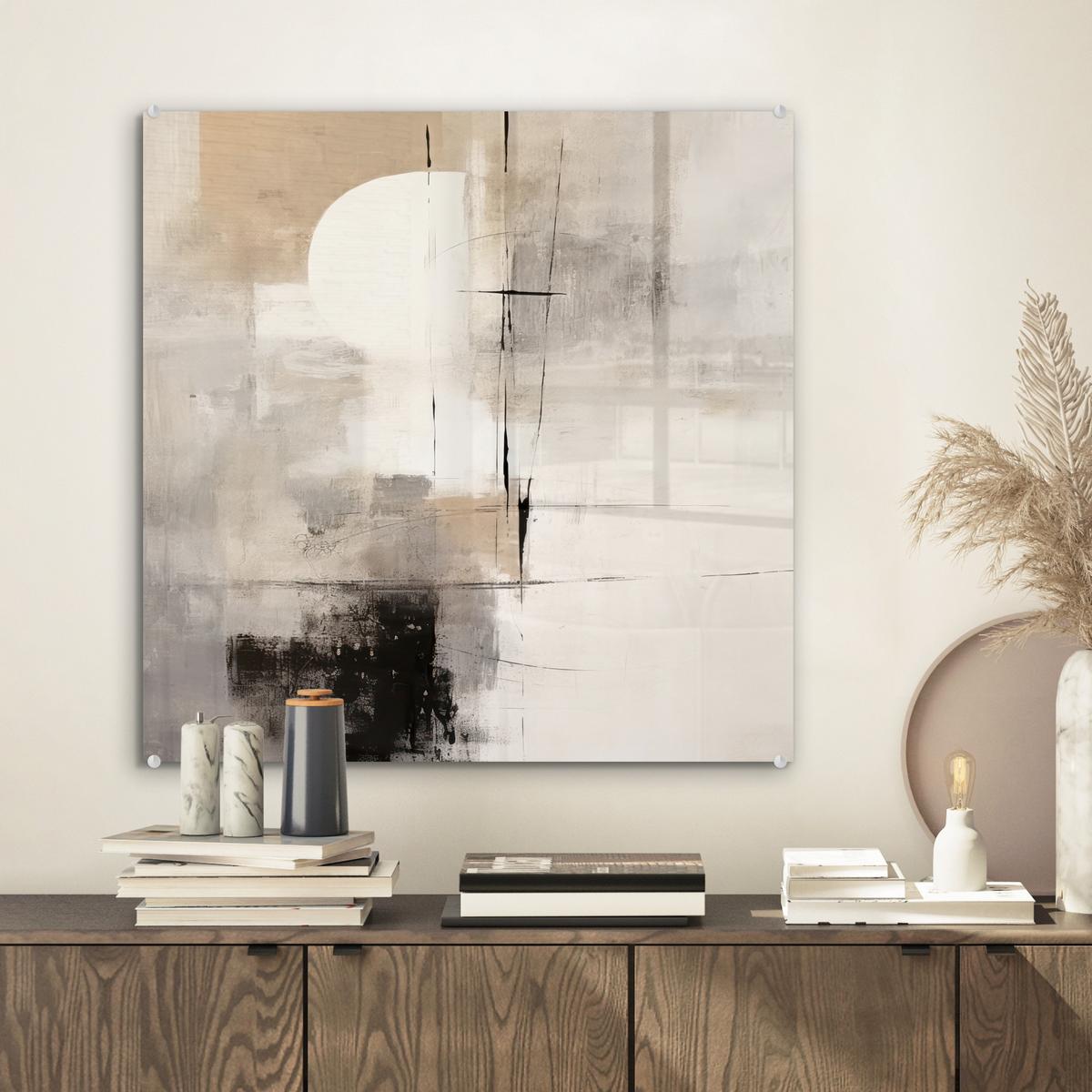 ACRYLGLASBILD Abstrakt - Kunst - Grau 50x50 cm - Hellgrau, Glas (50/50cm) - MuchoWow