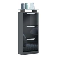 SCHUHSCHRANK Space Schwarz Hochglanz - Schwarz Hochglanz, Holzwerkstoff (46/128/23cm) - Vladon
