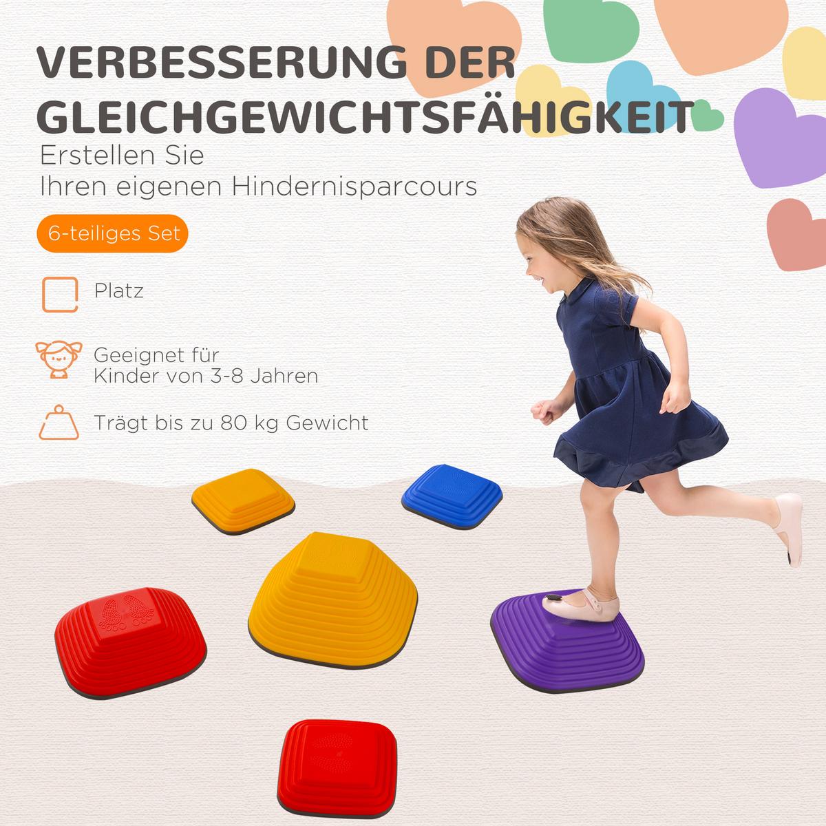 BALANCE-TRITTSTEINE, 6er-Set, stapelbar & leicht, rutschfest, für Innen/Außen - Multicolor, Kunststoff (34.3/15.5/34.3cm) - AIYAPLAY