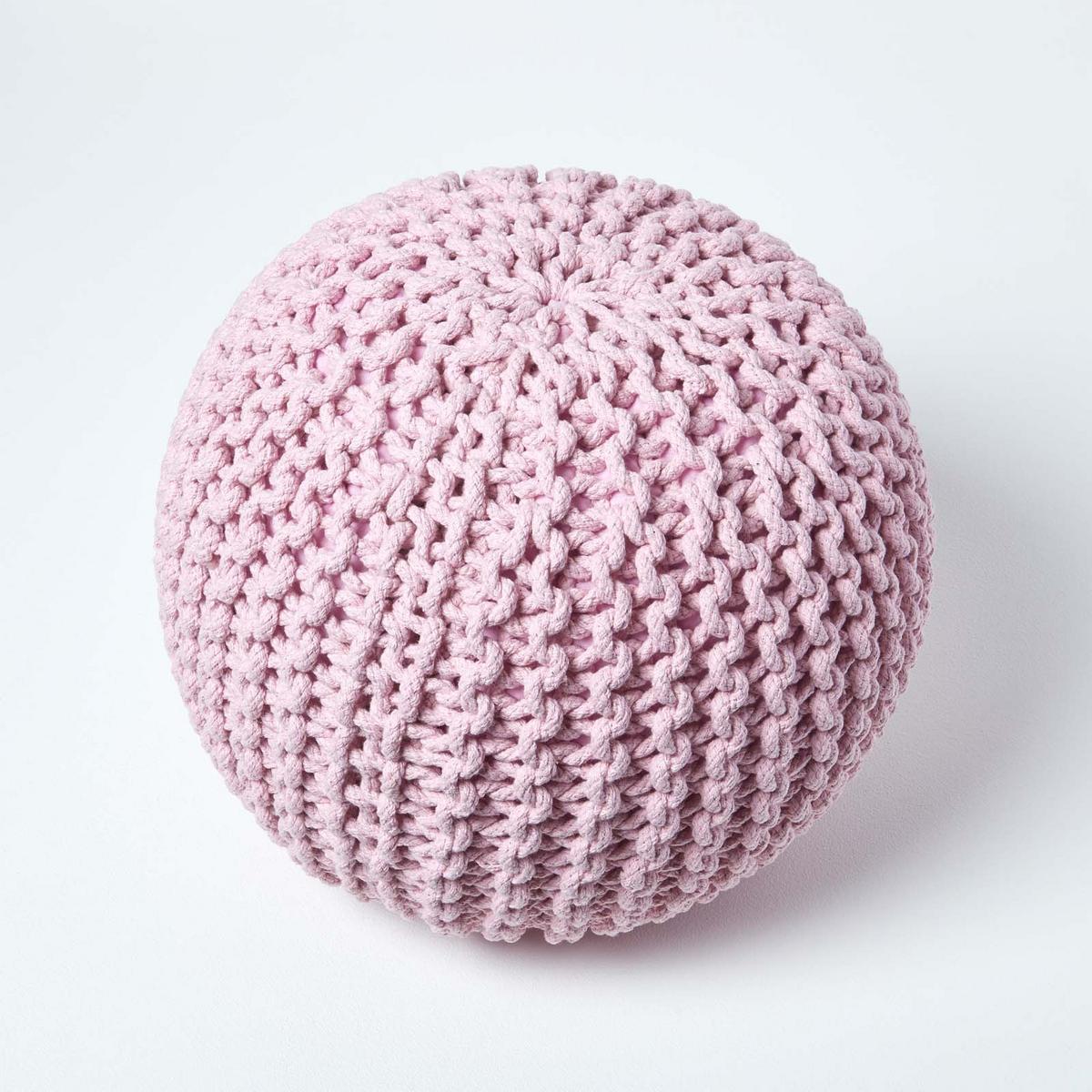 STRICK-POUF rosa, 40/40/35 cm - Rosa, Textil (40/35/40cm) - Homescapes