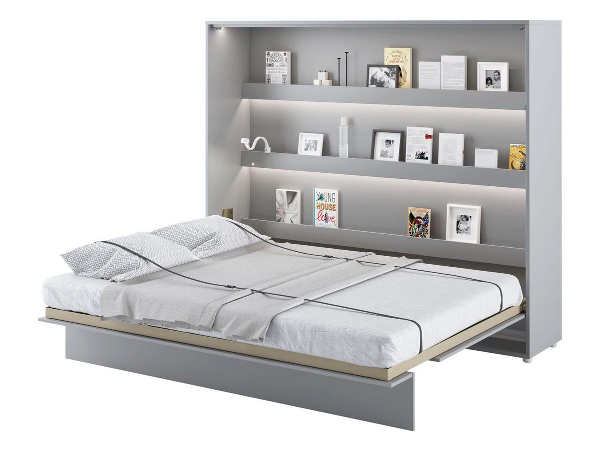 SCHRANKBETT Bed-Concept BC-14 160x200 mit weißer LED Beleuchtung - Grau, Holz/Holzwerkstoff (160/200cm) - MIRJAN24
