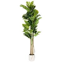 KUNSTPFLANZE im Blumentopf 221 cm Grün/Schwarz Monstera Plant - Schwarz/Grün, Kunststoff (221cm) - Beliani