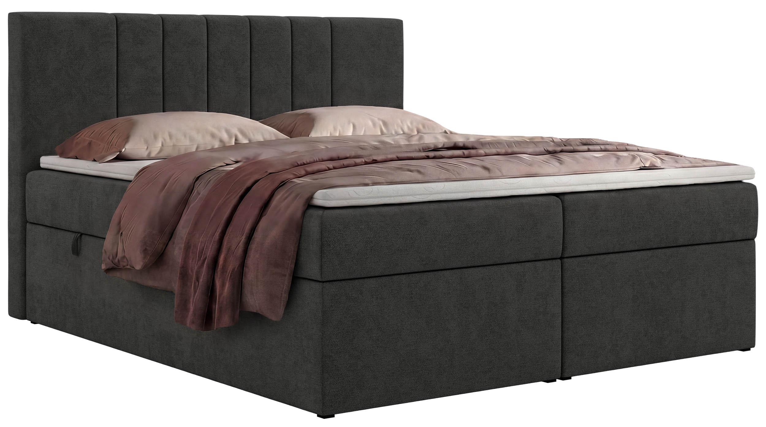 BOXBETT INERO 140/200 - Dunkelgrau Stukture - Topper T25 - H3 - Dunkelgrau/Schwarz, Kunststoff/Textil (140/200cm) - MKS