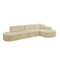 ECKSOFA Ottomane Rechts TARO-L2 - 328x171x79,5 cm Beige - Beige, Holzwerkstoff/Textil (328/171cm) - ALTDECOR