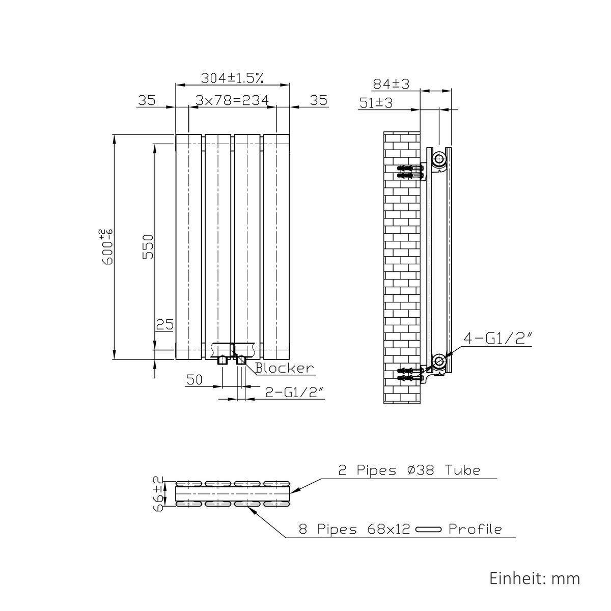 HEIZKÖRPER Flachheizkörper Weiß 60/30/6,6 cm - Weiß, Metall (30/60/6.6cm) - EMKE