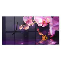 WANDUHR aus Glas 60x30 cm - Orchidee - Lila, Glas (60/30/0.4cm) - TULUP