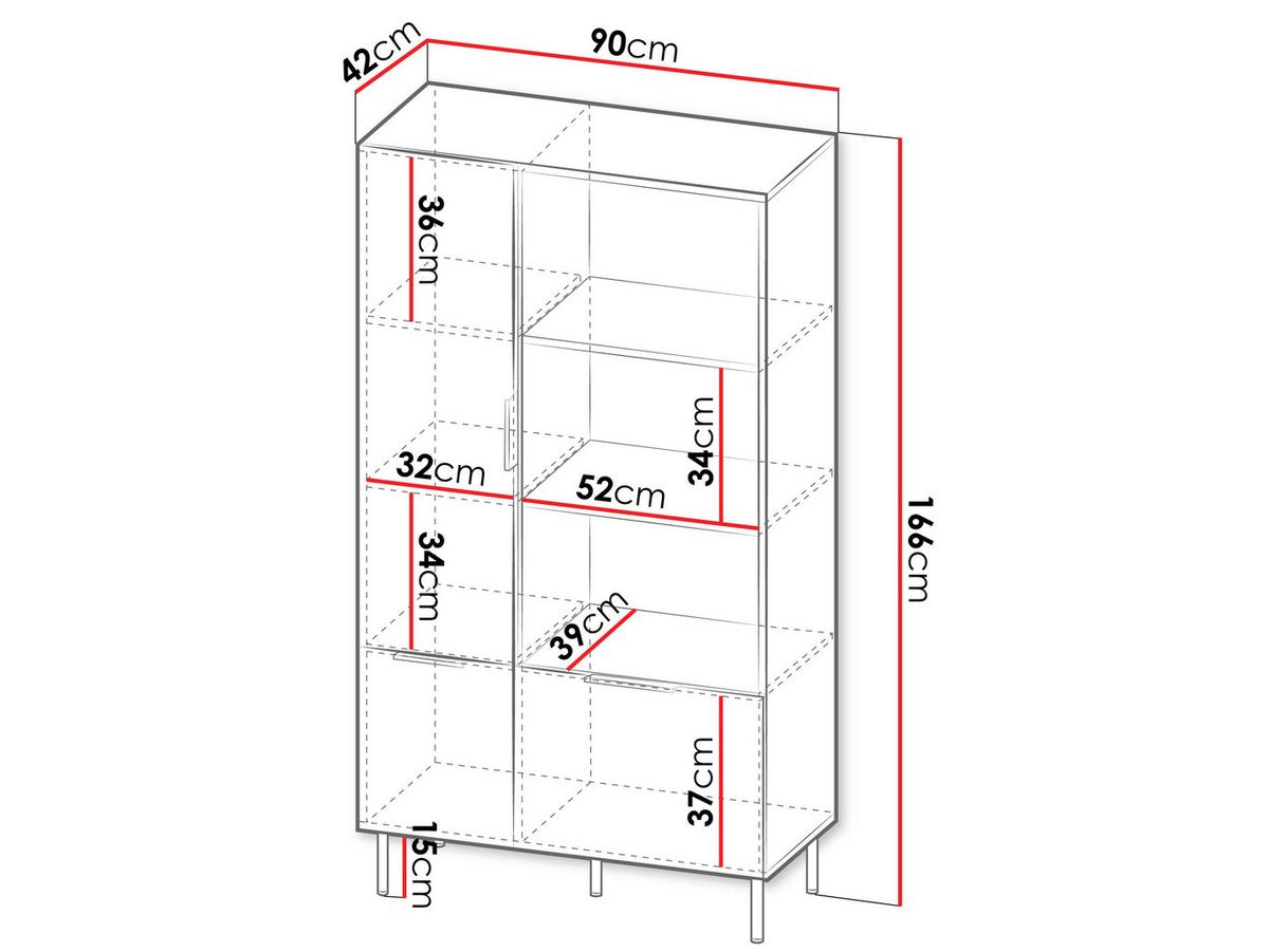 VITRINE Almera 04 - Kaschmir/Nussbaumfarben, Holzwerkstoff/Metall (90/166/42cm) - MIRJAN24