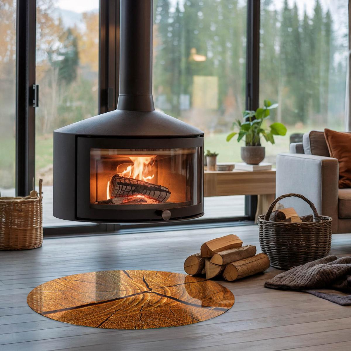 GLASPLATTE für Kamin Ø 80 cm - Orange, Glas (80/80/0.4cm) - TULUP