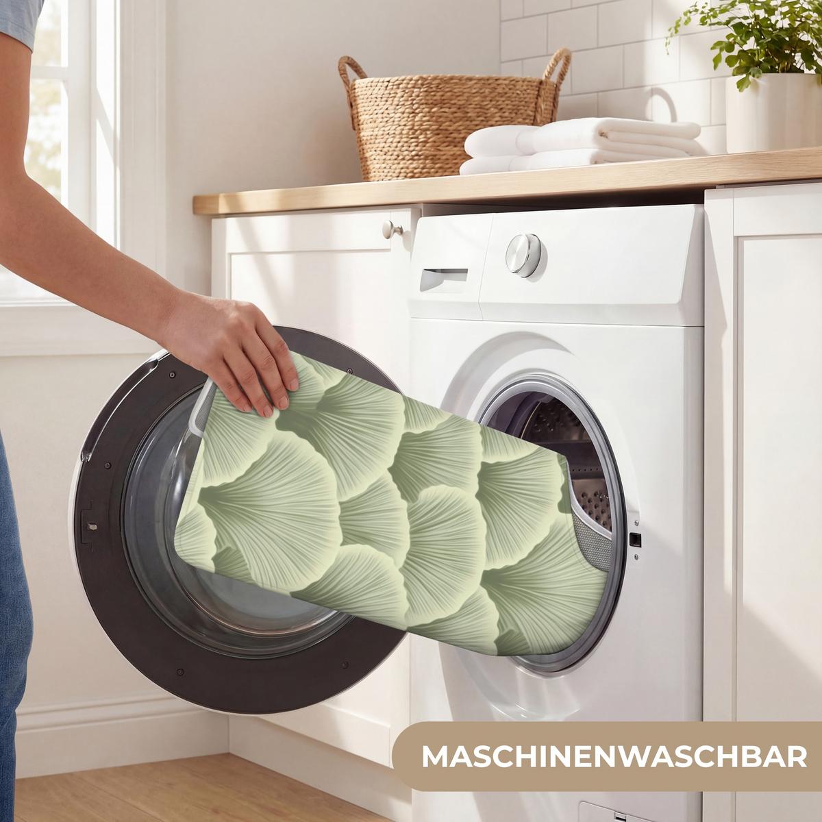 WC-VORLEGER Fächer - Blatt - Grün Toilettenvorleger 55x60 cm - Pastellgrün, Textil (55/1cm) - OnlyWow