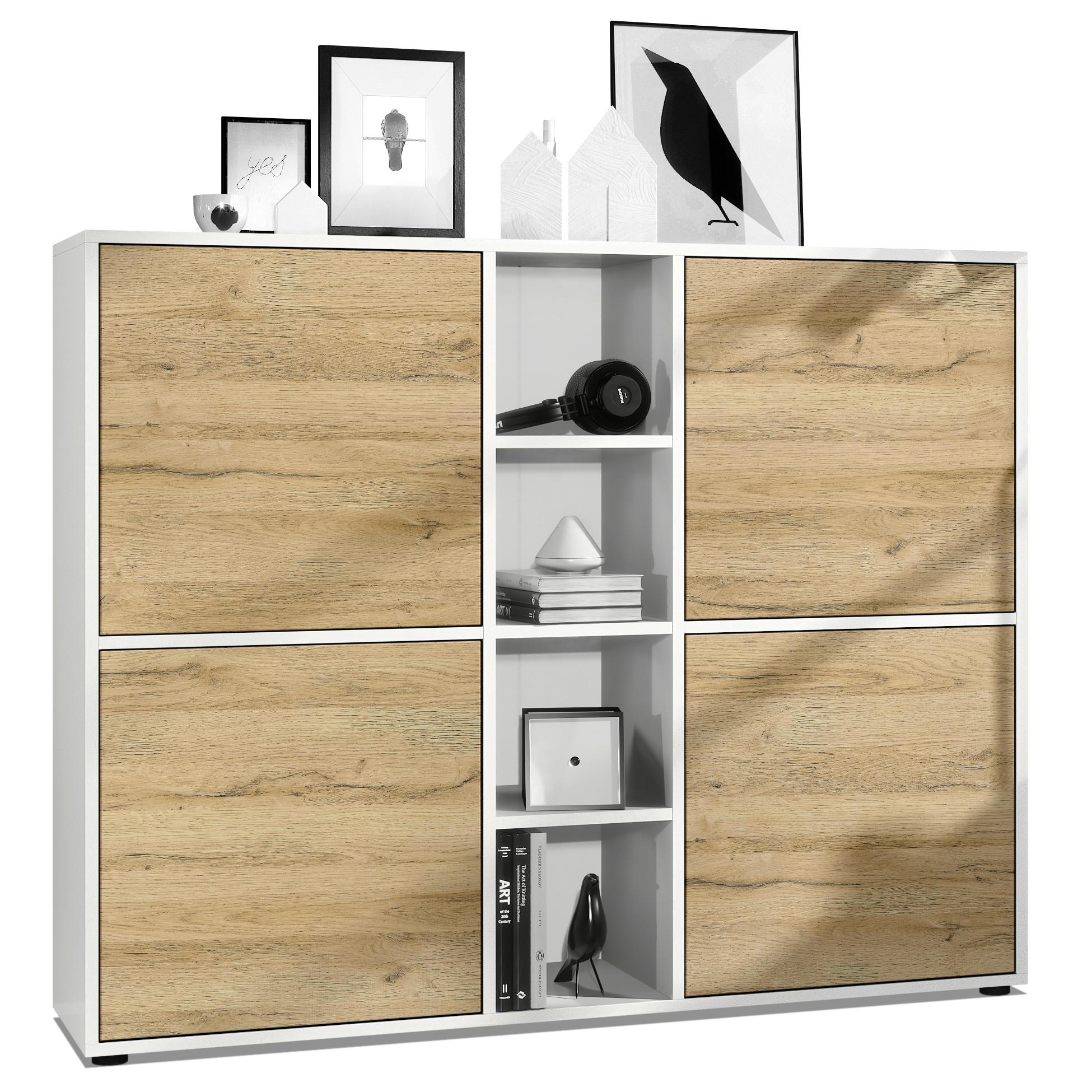 HIGHBOARD Cuba Türen in Eiche Natur - Eichefarben, Holzwerkstoff (130.5/105.5/35.5cm) - Vladon