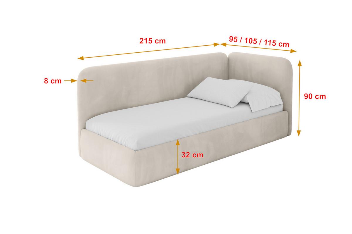EINZELLBETT Jugendbett mit Bettkasten und Matratze H3/H4, Links - ELSY 80x200 Beige - Ecru, Holzwerkstoff/Textil (80/200cm) - ALTDECOR