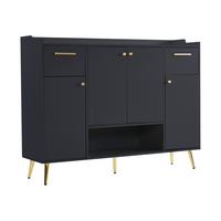 SIDEBOARD 2 Schubladen, 4 Türen, Metallfüße Modernes Design, Viel Stauraum, Schwarz - Schwarz, Holzwerkstoff (130/100/37cm) - Urban Meuble