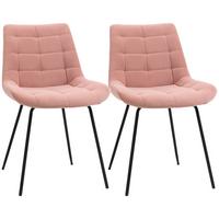 2ER Set Esszimmerstuhl Küchenstuhl Polsterstuhl mit Rückenlehne, Samt, Rosa - Rosa, Textil (61/79/50cm) - HOMCOM