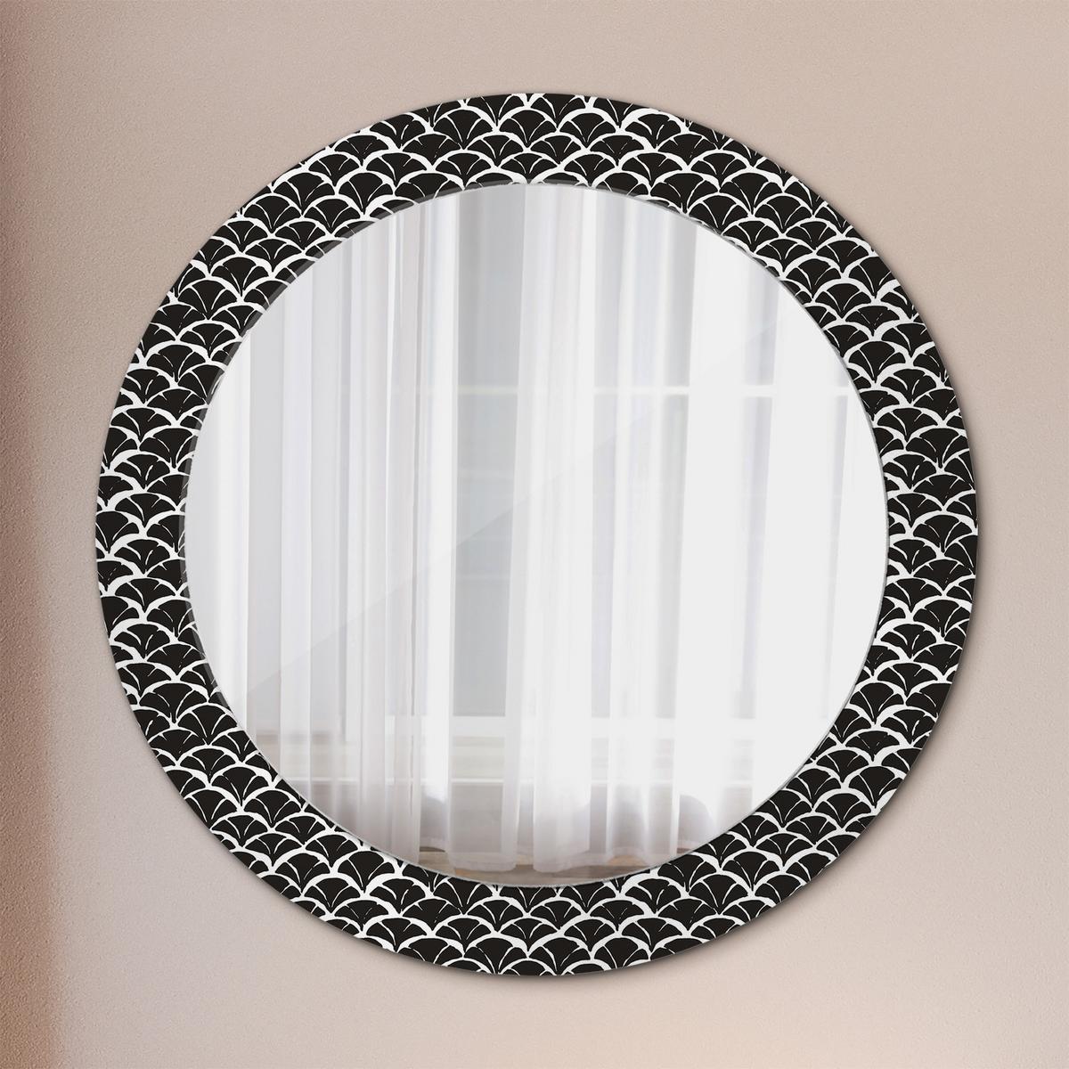 SPIEGEL Rund Ø 70 cm mit Aufdruck - Schwarz, Glas (70/70/0.4cm) - Wallfluent