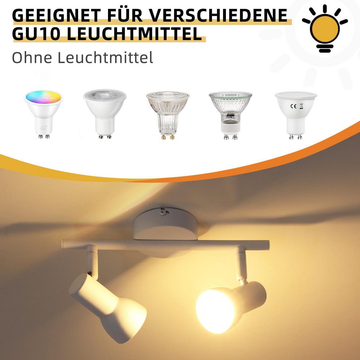DECKENSTRAHLER Lewter 2-flammig 25.5/8/15.5cm - Weiß, Metall (25.5/8/15.5cm) - Nettlife