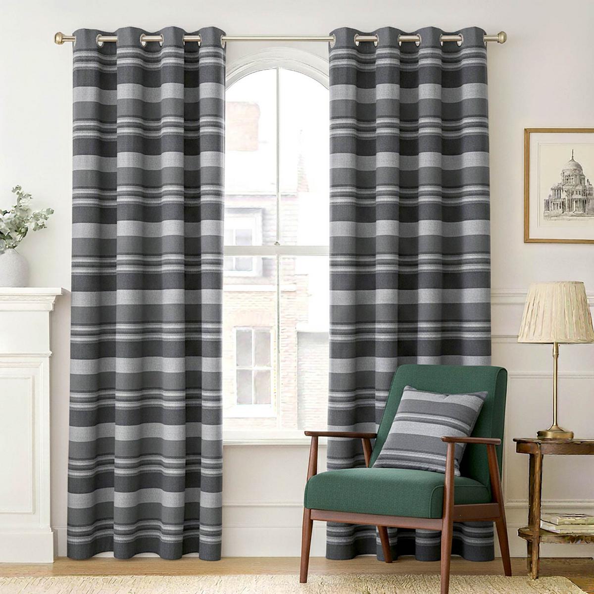 ÖSENVORHANG Morocco blickdicht 2er-Set, 167/228 cm - Grau, Textil (167/228cm) - Homescapes
