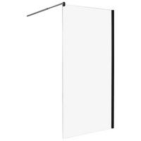 DUSCHWAND 100/190 cm Schwarz Ahaus - Transparent/Schwarz, Glas (100/190cm) - Beliani