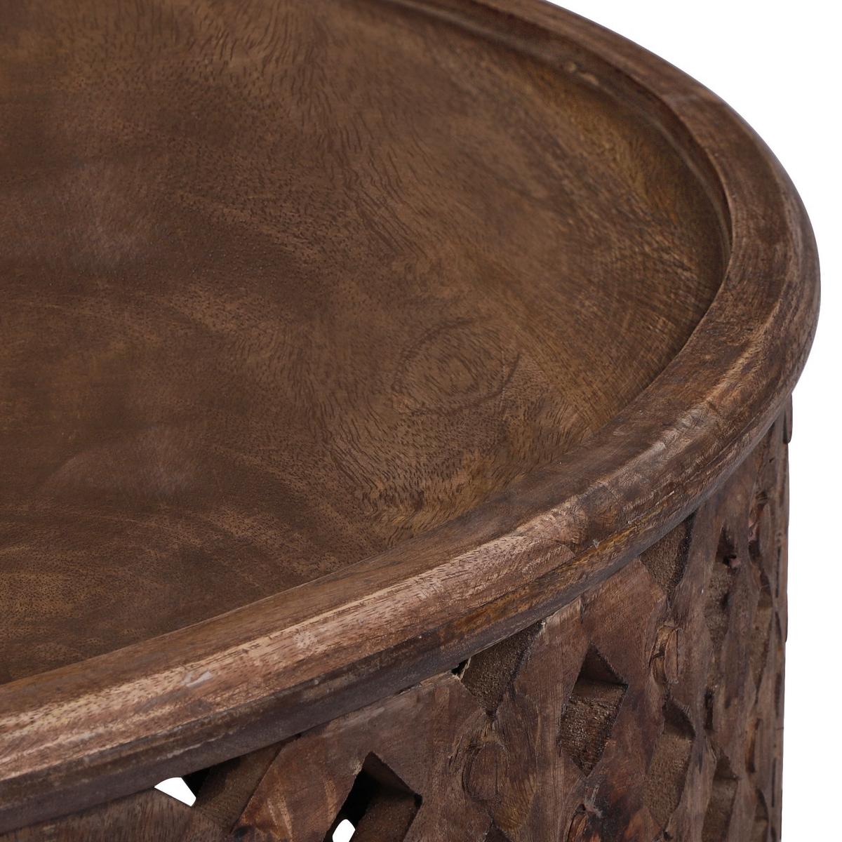 COUCHTISCH Ø100x45 cm rund Natur handgefertigt aus Mangoholz - Braun, Holz (100/100/45cm) - WOMO-DESIGN