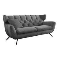 SOFA CHARME Grau Cord - Graphitfarben/Schwarz, Textil/Metall (200/94/95cm) - KAWOLA