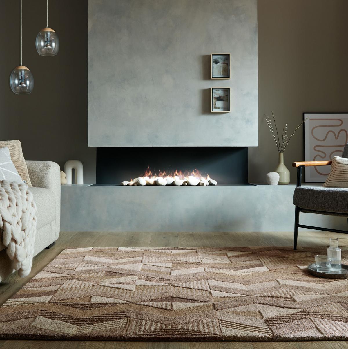 WOLLTEPPICH ESK, geometrisch, Braun, 120 x 170 cm - Braun, Textil (120/170cm) - KADIMA DESIGN
