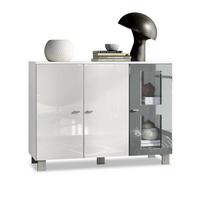 SIDEBOARD Denjo Tür in Grau Hochglanz - Grau, Holzwerkstoff (107/81/35cm) - Vladon