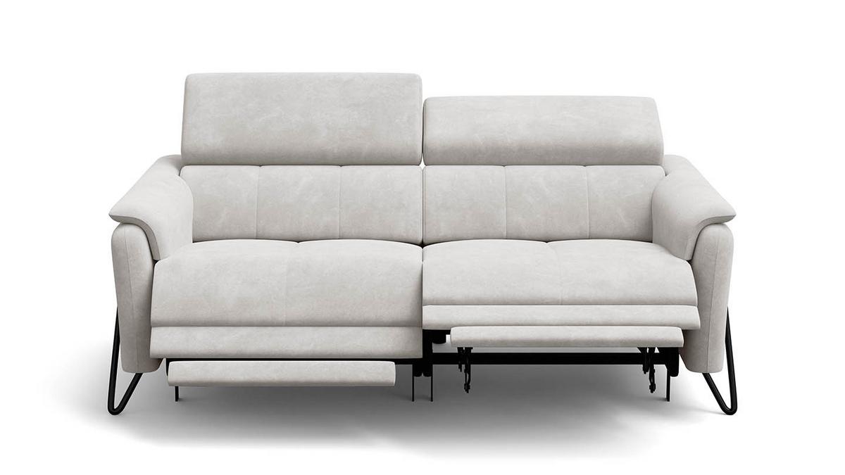 RELAXSOFA RODEN 3-Sitzer mit 2 Relax, creme, Veloursstoff - Creme, Holz/Textil (194/82/103cm) - Wozimo