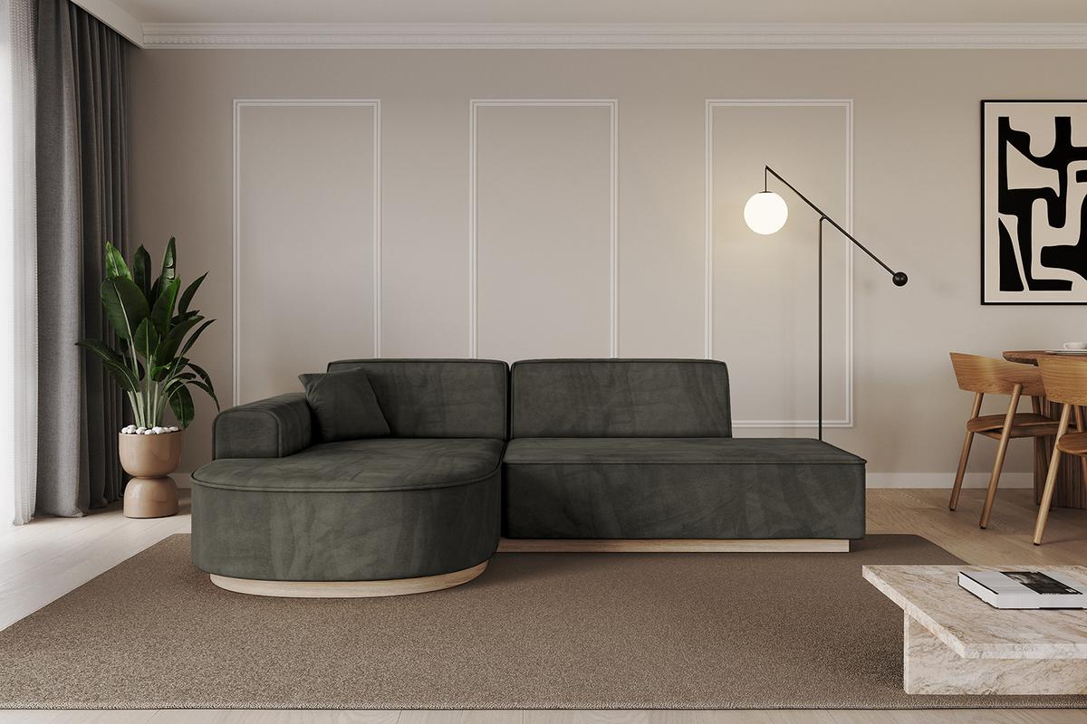 ECKSOFA Ottomane Links ARRIO-L1 - 243x171x83 cm Schwarz - Schwarz, Holzwerkstoff/Textil (243/171cm) - ALTDECOR