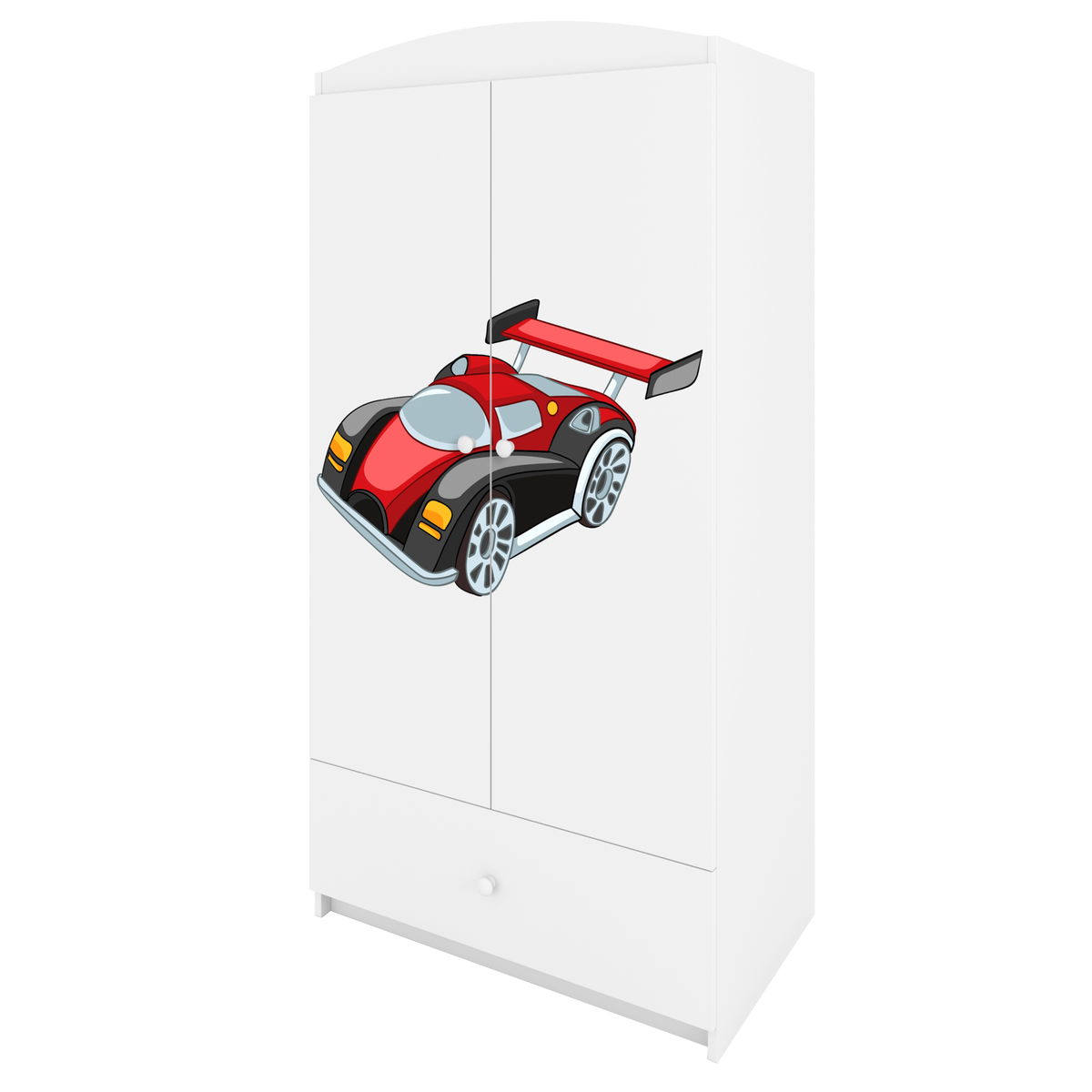 KINDERKLEIDERSCHRANK Formel 1 - Weiß, Holzwerkstoff (90/175/52cm) - RAUMHIRSCH FURNITURE