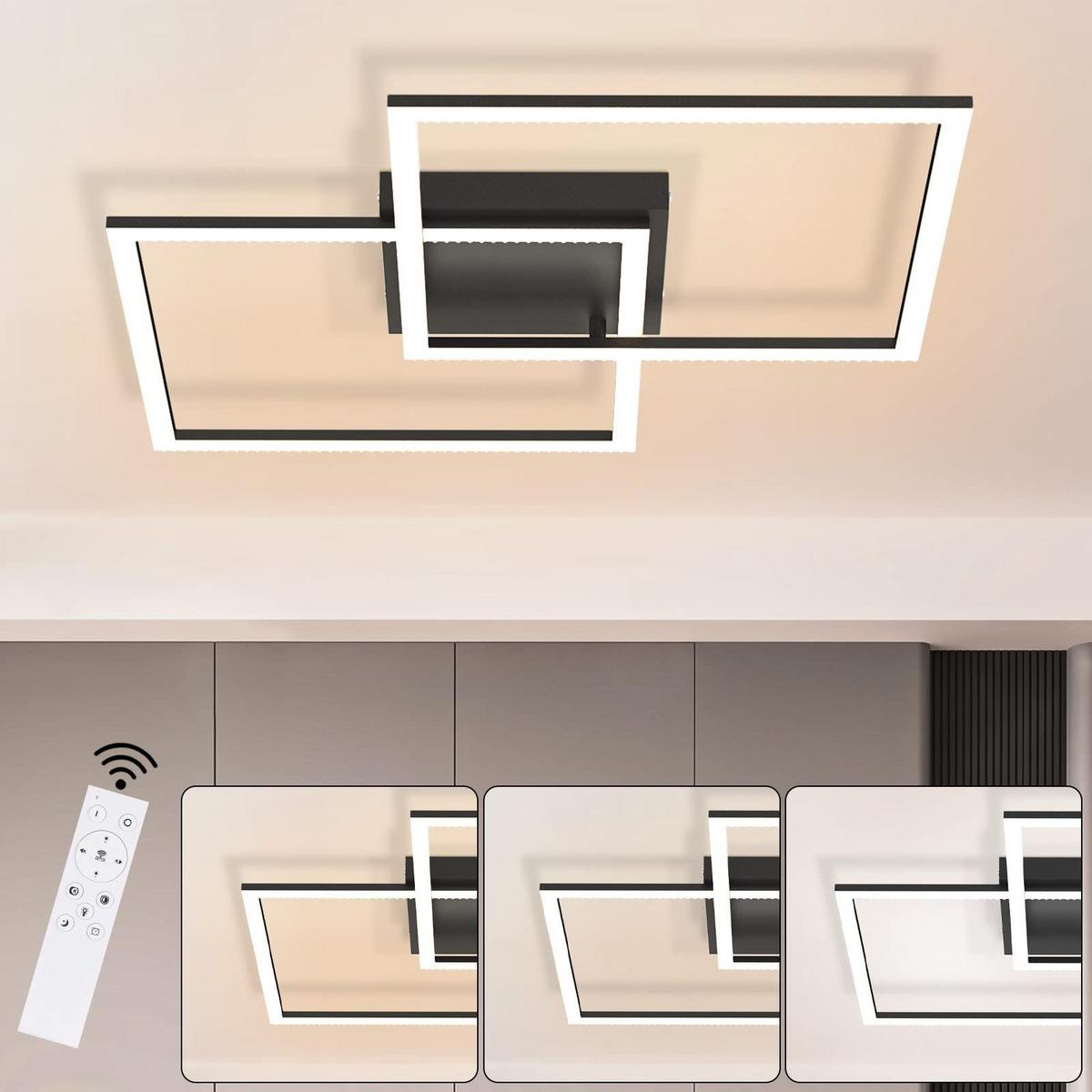 LED-DECKENLEUCHTE Rabenfluch 54.0/7.5/54.0 cm - Schwarz, Metall (54/54/7.5cm) - ZMH