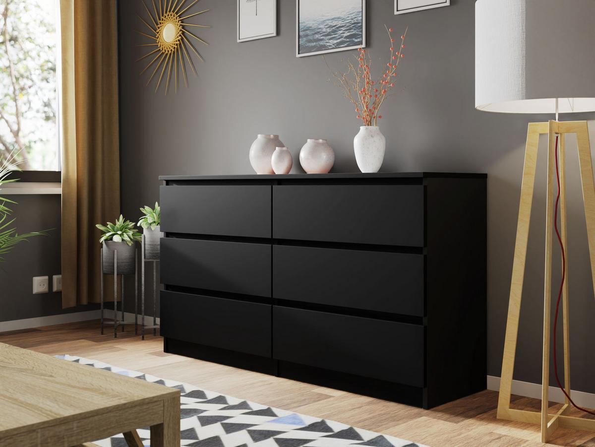 KOMMODE Malwa M6 - Schwarz, Holzwerkstoff (138/77/40cm) - MIRJAN24