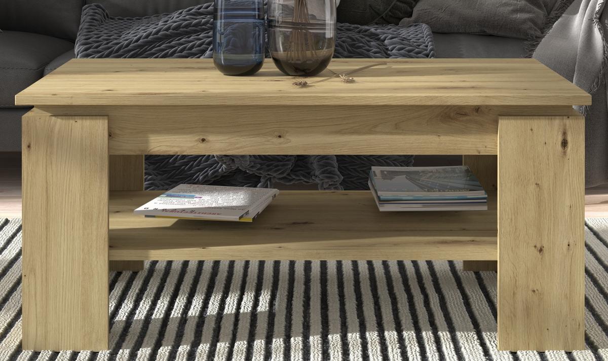 COUCHTISCH Artisan Eiche 100 x 60 cm, Wohnzimmertisch mit Stauraum - Eichefarben/Eiche Artisan, Holzwerkstoff/Metall (100/60/45cm) - Inn.Furn