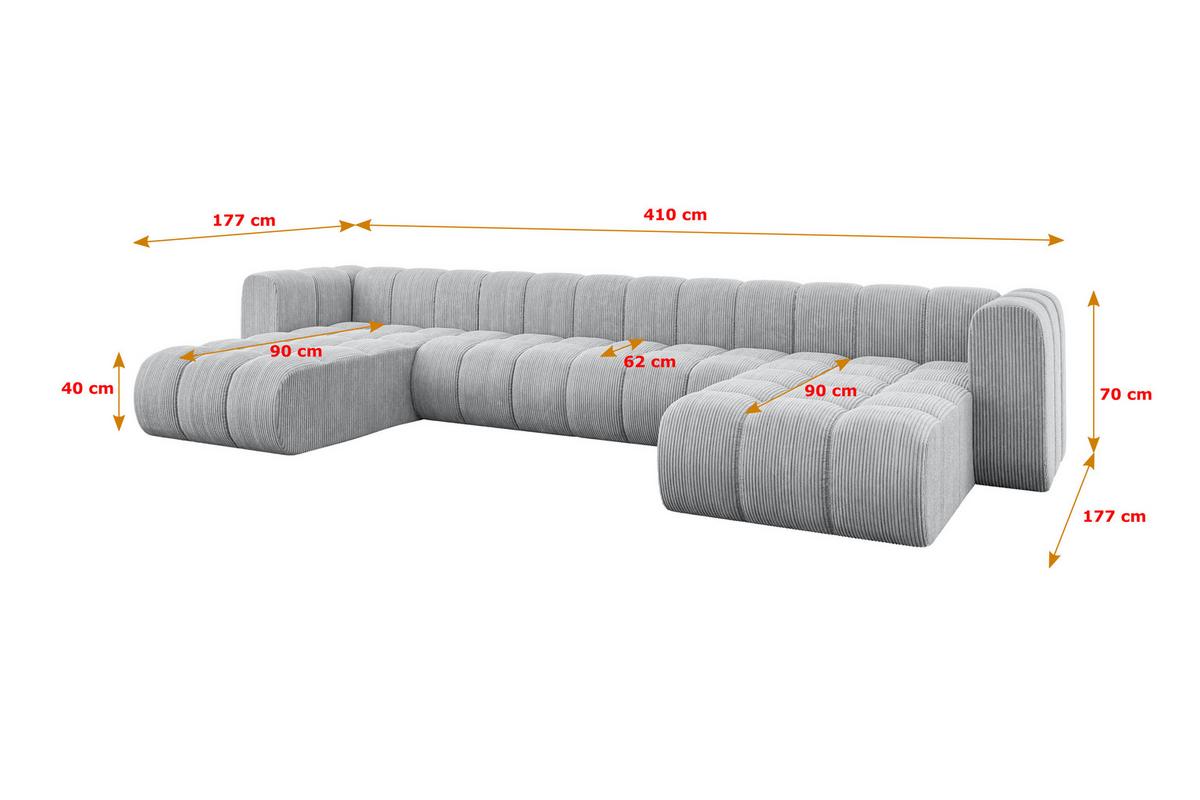 WOHNLANDSCHAFT modulares Sofa Joren-U2 - 410x177x70 cm Grau - Grau, Holzwerkstoff/Textil (410/70/177cm) - ALTDECOR