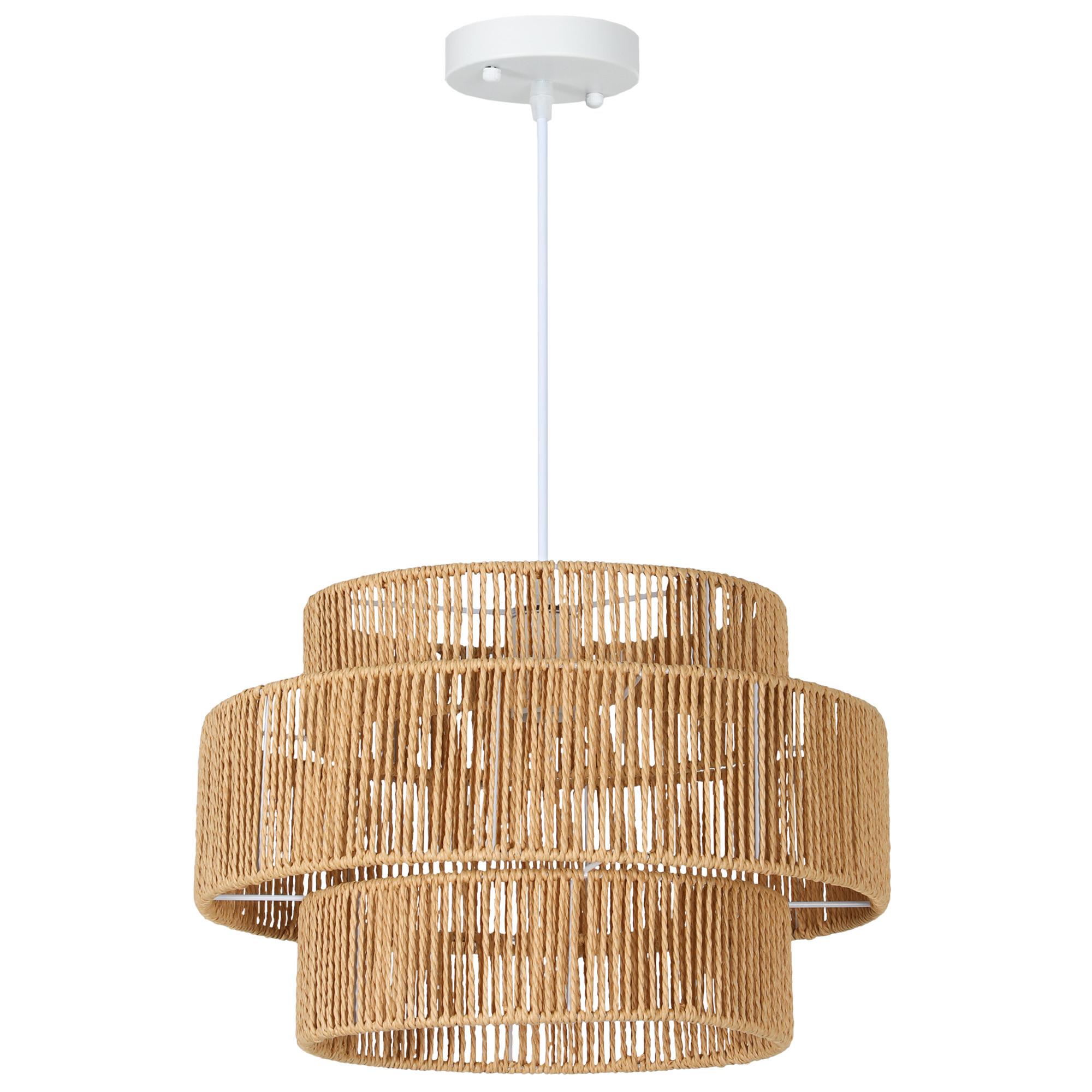 PENDELLEUCHTE Hängelampe mit E27 Fassung, Boho-Stil für Küche Hellbraun - Braun, Metall (40/40/177cm) - HOMCOM