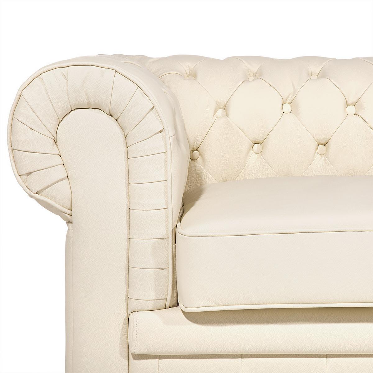 SOFA-SET 4-sitzer Leder Beige Chesterfield - Beige, Leder (195/70/90cm) - Beliani