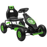GOKART, Kinderfahrzeug mit verstellbarem Schalensitz, Tretauto, Grün+Schwarz - Grün, Metall (121/58/61cm) - HOMCOM