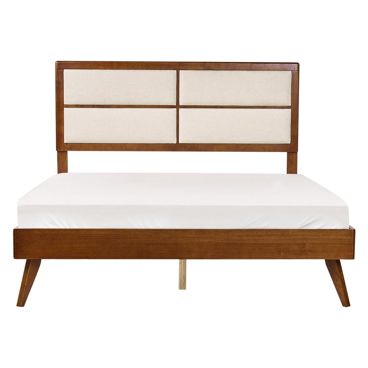 BETT mit Lattenrost 160/200 cm Dunkelbraun Poissy - Dunkelbraun/Beige, Holzwerkstoff (160/200cm) - Beliani
