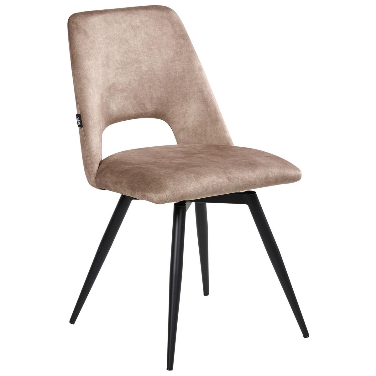 ESSZIMMERSTUHL 2er Set drehbar Samtstoff Beige Hallett - Beige/Schwarz, Textil/Metall (50/83/57cm) - Beliani