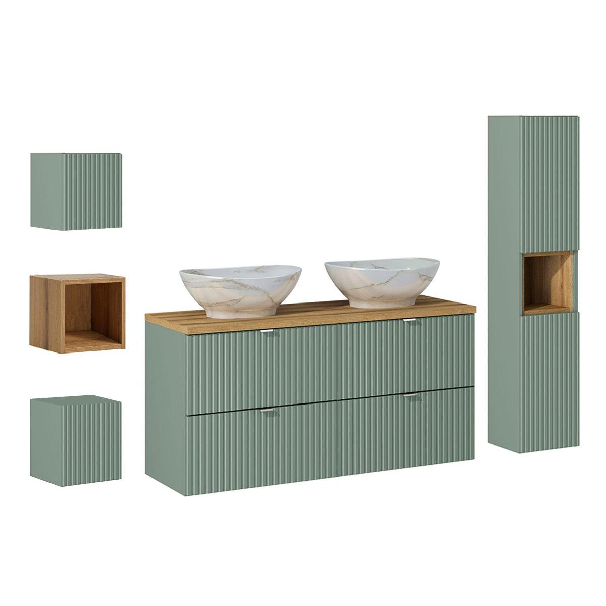 BADMÖBEL 120.4cm Jade 2er-Set Grün und Holz - Grün, Holzwerkstoff (120.4/59/40cm) - Petits-meubles