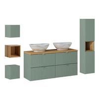 BADMÖBEL 120.4cm Jade 2er-Set Grün und Holz - Grün, Holzwerkstoff (120.4/59/40cm) - Petits-meubles