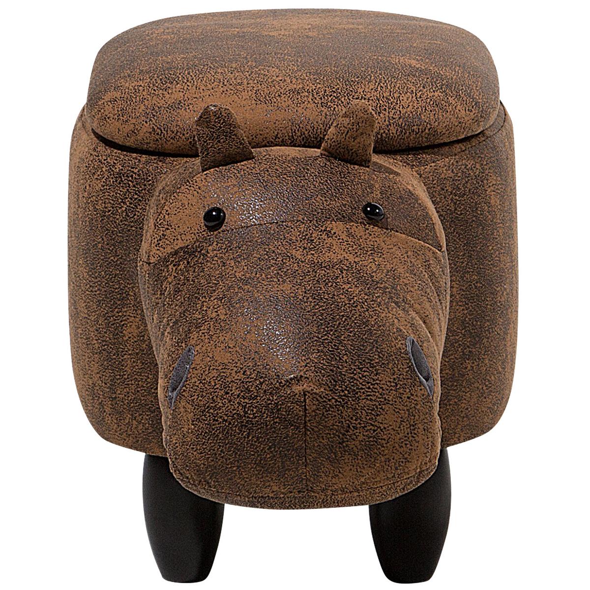 TIERHOCKER Hippo 60/32/35 cm - Braun, Kunststoff/Textil (32/35/60cm) - Beliani