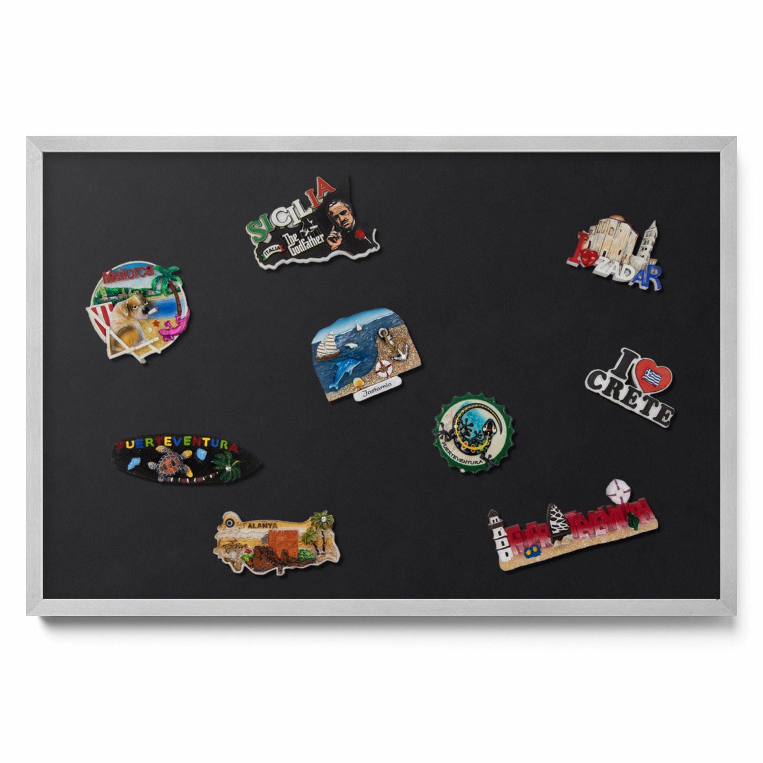 MAGNETTAFEL 60x40 cm Silberner Rahmen Farbe Schwarz - Mooreichefarben, Metall (60/50/0.4cm) - TULUP