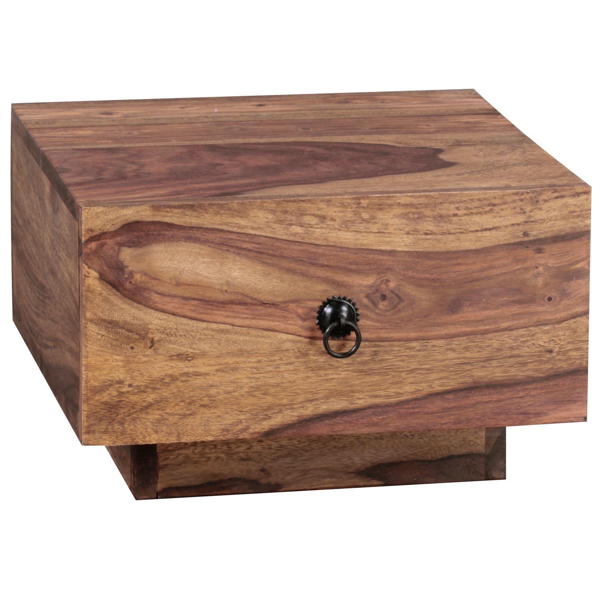 NACHTTISCH Massivholz Schublade Landhausstil Handgefertigt NAKO, Braun 40x40x25 cm - Braun, Holz/Metall (40/25/40cm) - KADIMA DESIGN