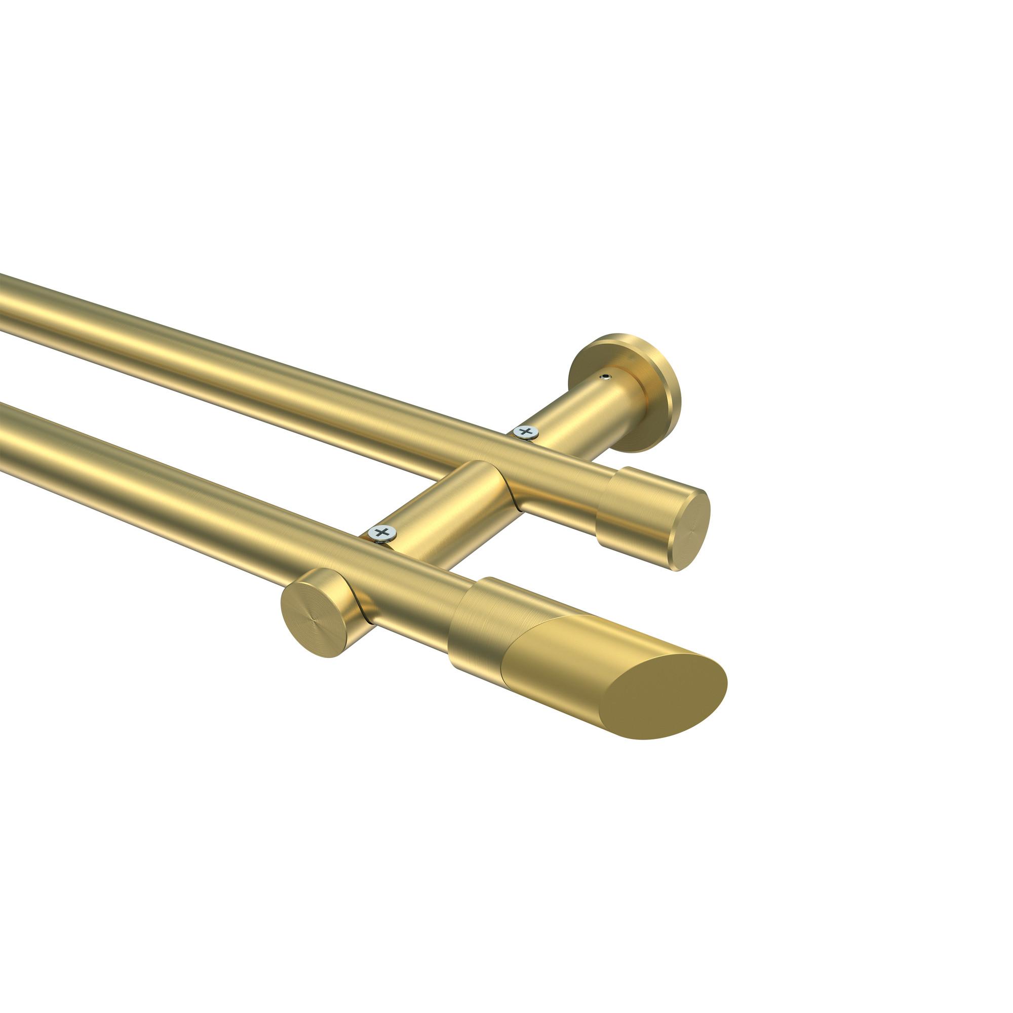 GARDINENSTANGE Platon Verano 320 cm (geteilt in 2 x 160 cm), 2-läufig (ohne Ringe), 20 mm Ø Messing-Optik - Messingfarben/Goldfarben, Metall (320cm) - INTERDECO