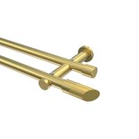 GARDINENSTANGE Platon Verano 120 cm, 2-läufig (ohne Ringe), 20 mm Ø Messing-Optik - Messingfarben/Goldfarben, Metall (120cm) - INTERDECO