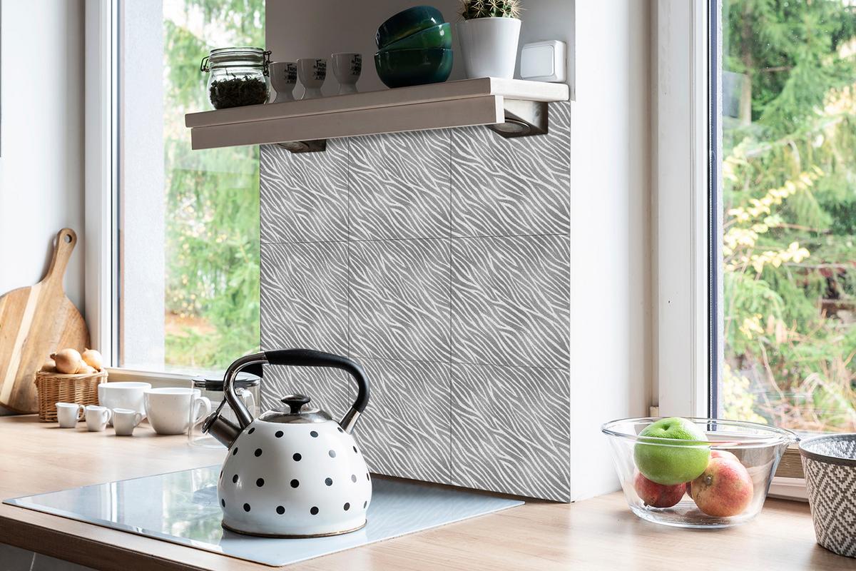FLIESENAUFKLEBER 9 Stück 30x30 cm selbstklebend Rippchen - Grau, Textil (30/1.6/30cm) - TULUP