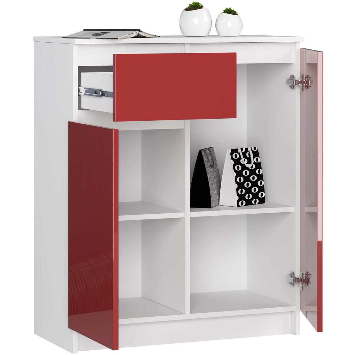 KOMMODE Weiß, Rot Glanz 99/80/40 - Weiß, Holzwerkstoff (80/99/40cm) - RAUMHIRSCH FURNITURE