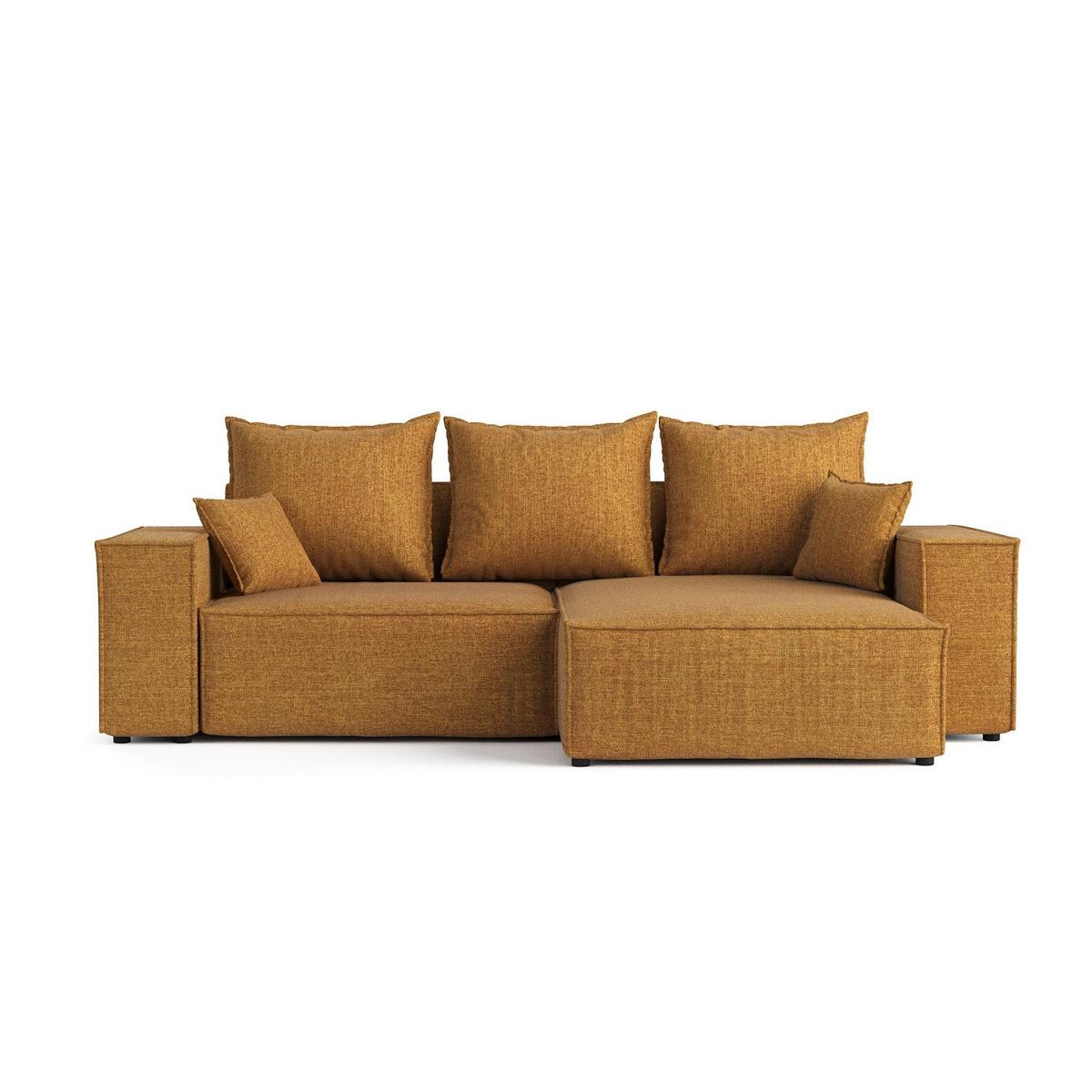 ECKSOFA SENSO mit Schlaffunktion Honiggelb im City Stoff - Schwarz/Honig, Holz/Holzwerkstoff (255/148cm) - AltaBeds