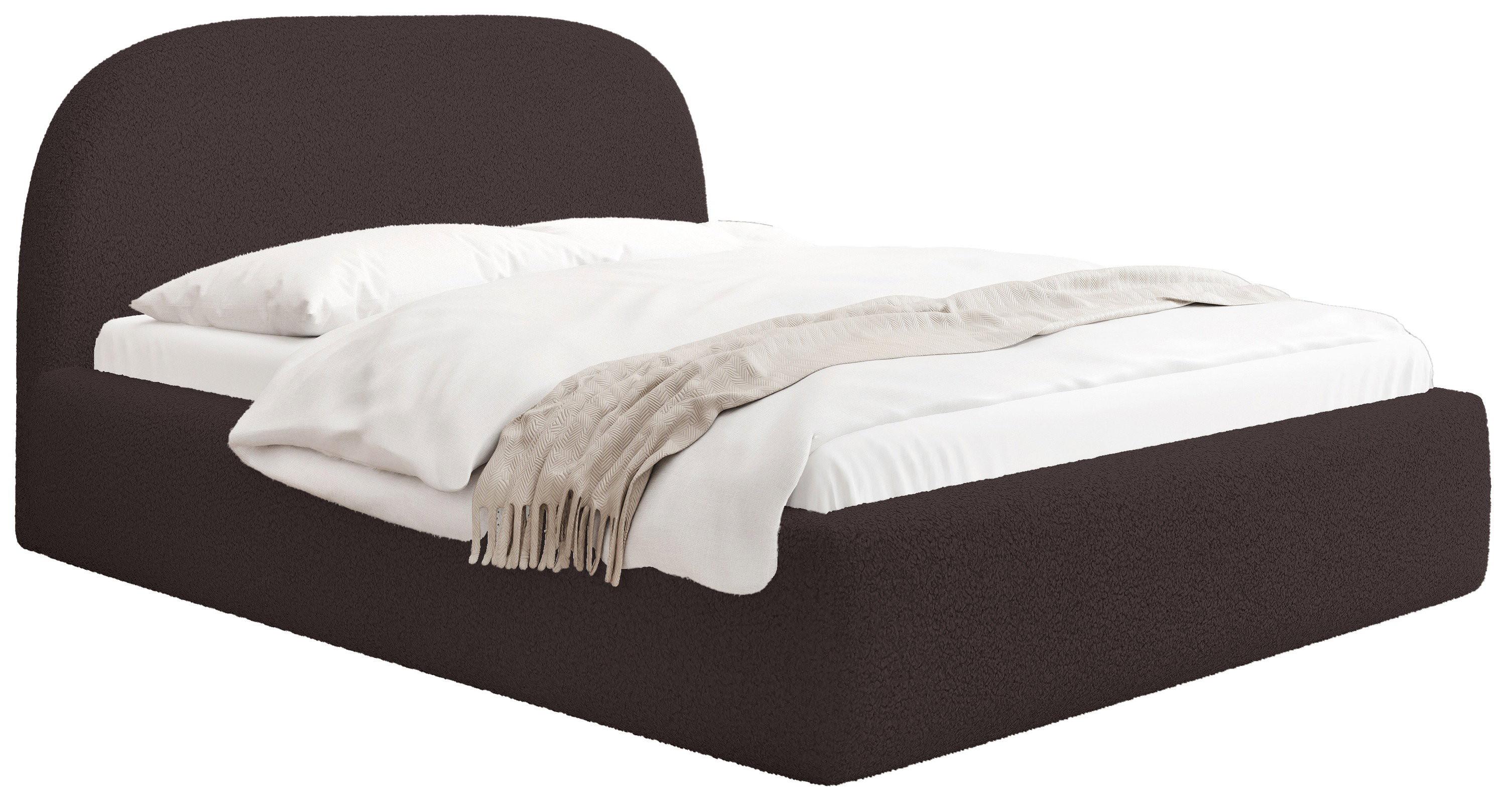 POLSTERBETT Puro mit Bettkasten, Braun Boucle 140 x 200 cm – mit Metall-Lattenrost - Birkefarben/Schwarz, Holzwerkstoff/Kunststoff (140/200cm) - WFL GROUP