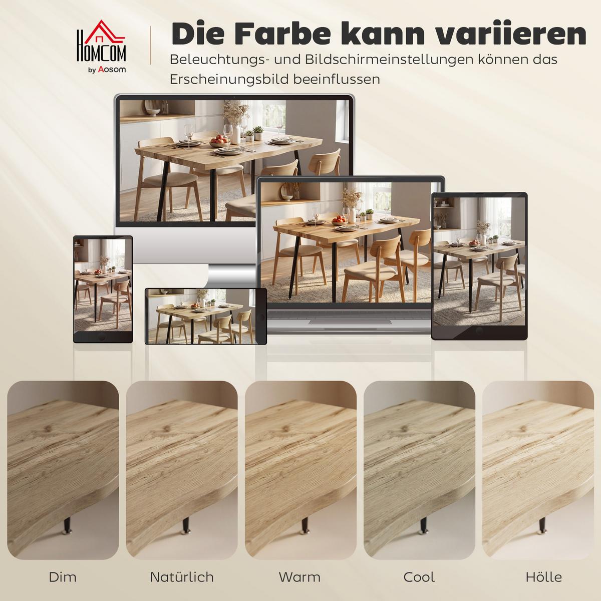 ESSTISCH rechteckig Eiche 110/70/75 cm - Eichefarben/Schwarz, Holzwerkstoff/Metall (110/70/75cm) - HOMCOM