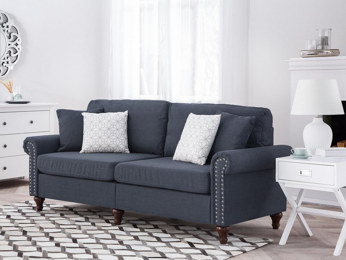 3-SITZER-SOFA Polyester Grau Otra - Dunkelgrau, Textil (195/84/76cm) - Beliani